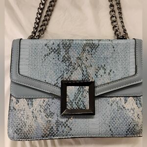 Elegant Denim Blue Snakeskin Women's Bag